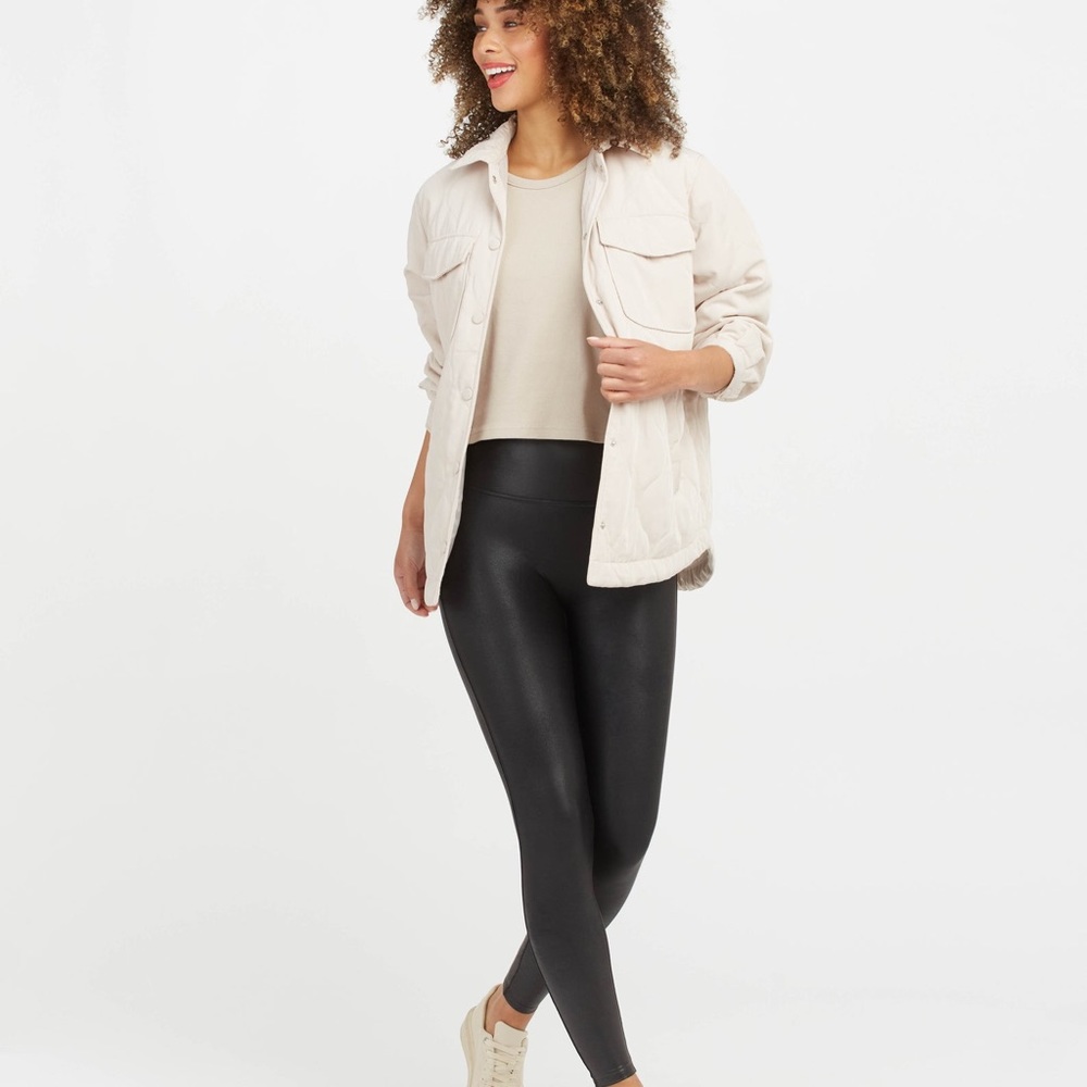 Spanx black faux leather leggings.